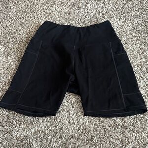 Black High-Waist Athletic Biker Shorts